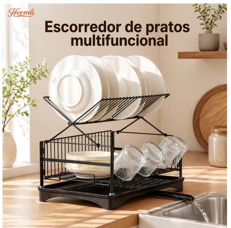 Escorredor de Louça Dobrável Organizador de Cozinha