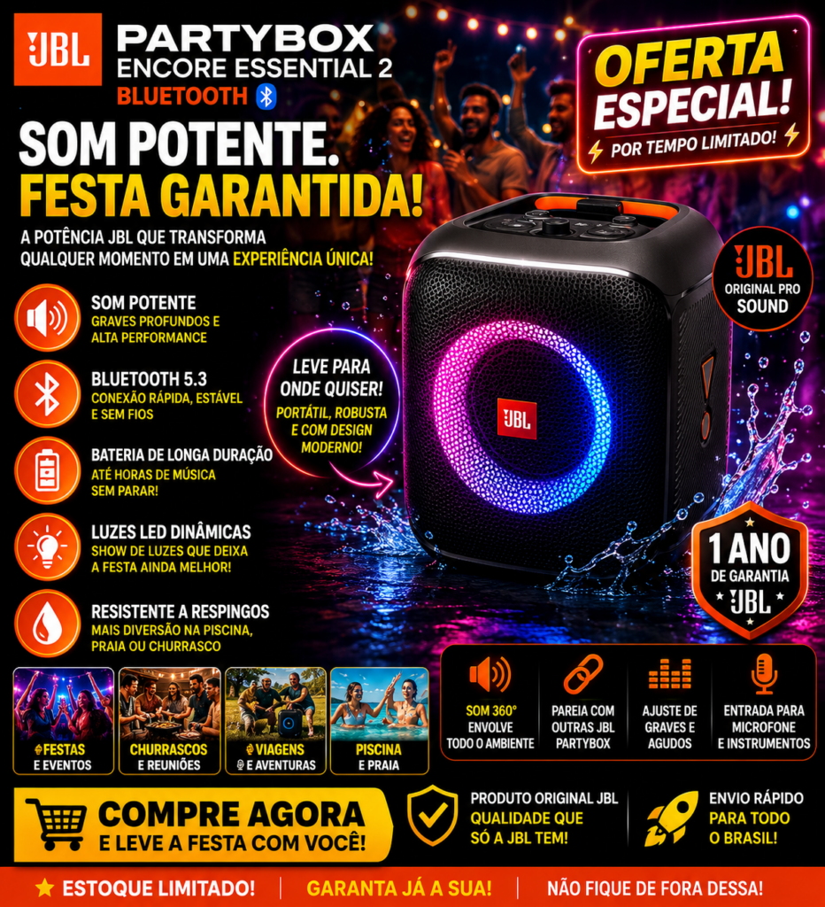 Caixa De Som JBL PartyBox Encore Essential 2 Bluetooth