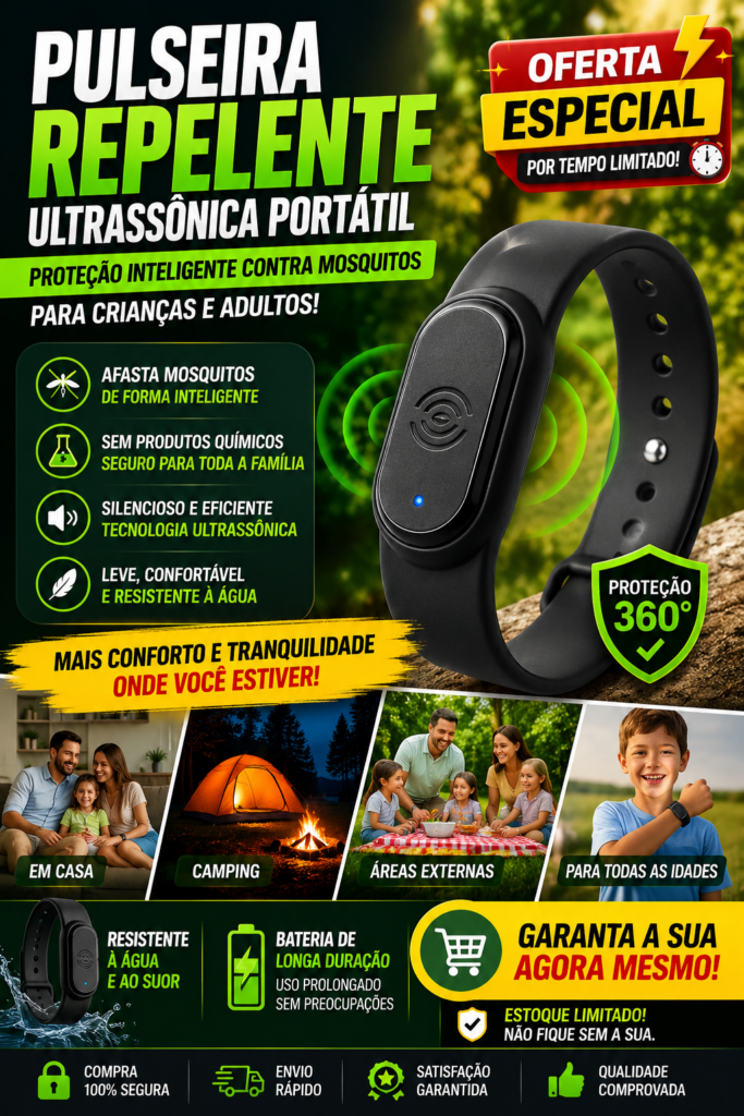 Pulseira Repelente Ultrassônica Portátil