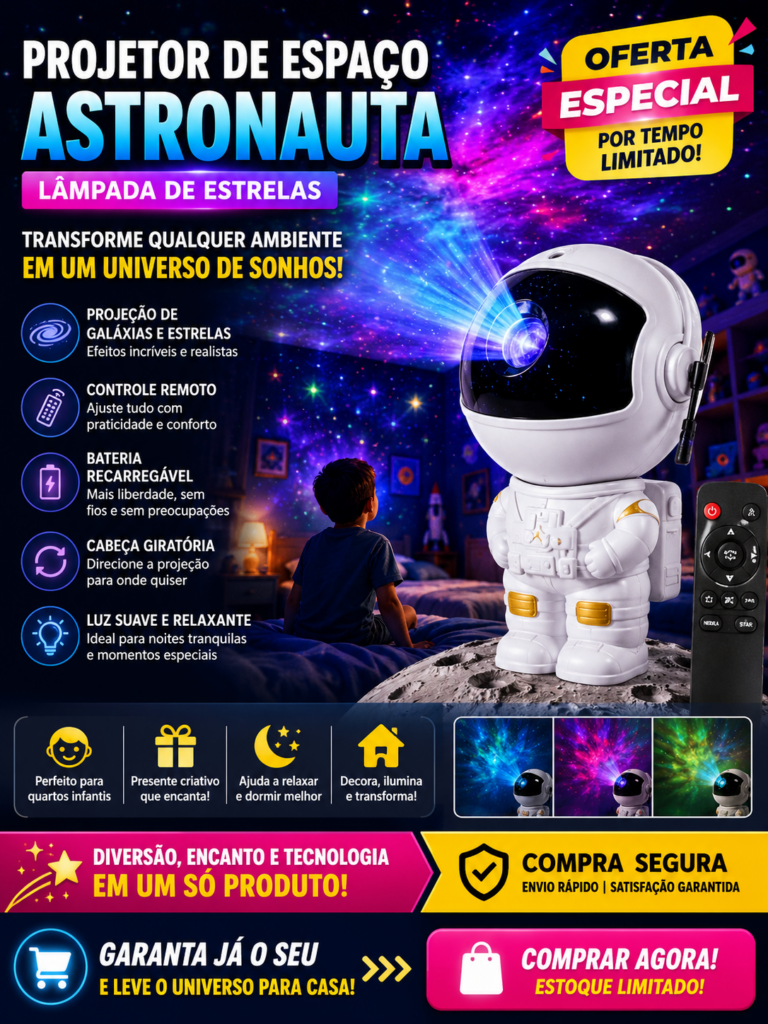 Lindo Projetor de Espaço Astronauta