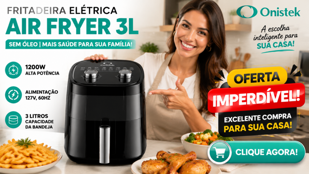 Fritadeira Elétrica Air Fryer 3L Sem Óleo