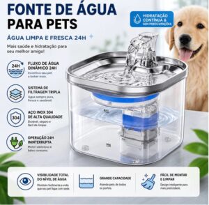 20 Produtos Escondidos Alta Conversão 11 Bebedouro Automático para Pet Tampa em Aço Inox 304 Water Circulation with 2 Liter Filter