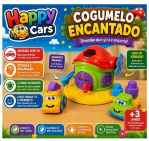 20 Produtos Escondidos Alta Conversão 15 Kit Brinquedo Educativo Happy Car e Cogumelo Educativo para Meninos e Meninas