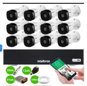 20 Produtos Escondidos Alta Conversão 21 kit intelbras c/12 câmeras VHD 1220+ Hd 1 Tb + Balun + Fonte + Filtro de linha
